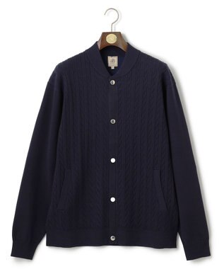 J.PRESS MEN 【KING SIZE】【ストレッチ性 / イージーケア】【FLEX YARN】ケーブルニットブルゾン型カーディガン ネイビー系