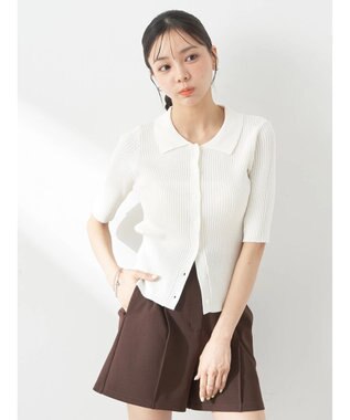 earth music&ecology リブコンパクトカーディガン Ivory