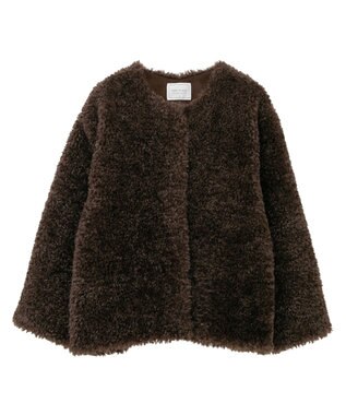 AMERICAN HOLIC ノーカラーフェイクファーコート Brown