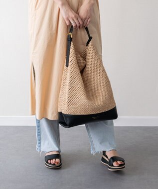 INTER-CHAUSSURES 【CHRISTIAN VILLA】レザーハンドルメッシュトートバッグ ブラックコンビ