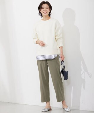 J.PRESS LADIES L 【洗える】セルロースリネンストレッチ ベイカー パンツ カーキ系