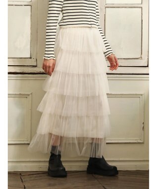 Green Parks ・ＥＬＥＮＣＡＲＥ　ＤＵＥ　ティアードラメチュールスカート Ivory