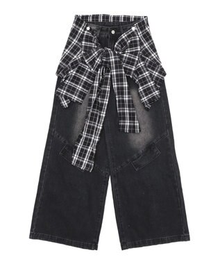 WEGO フェイクシャツスリーブデニム ブラック