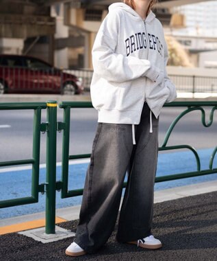 WEGO カレッジロゴビッグジップパーカー 杢グレー