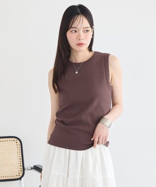 earth music&ecology 【WEB限定】リブタンクトップ ブラウン