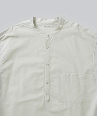 WHITE MAILS 【UNISEX】COTTON PAPER POPLIN BAND COLLAR PULLOVER シャツ オフホワイト