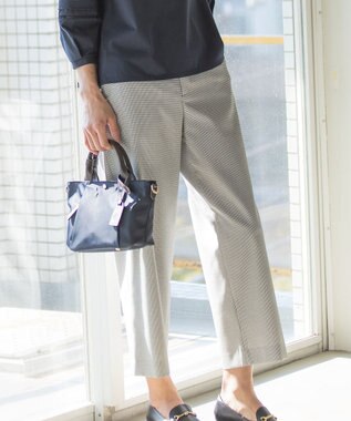 J.PRESS LADIES L 【洗える】シャークスキンハウンドトゥース セミワイド パンツ ライトグレーチェック系3
