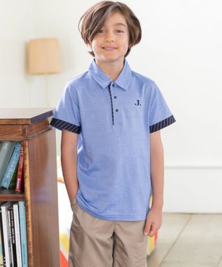 J.PRESS KIDS 【110-130cm】COOLMAX レジメン ポロシャツ ブルー系