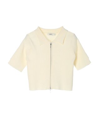 earth music&ecology 衿付きダブルＺＩＰカーディガン Ivory