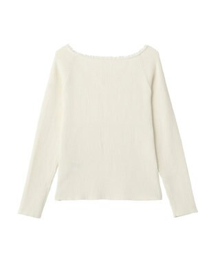 earth music&ecology 【予約】レーストリムリブニットプルオーバー アイボリー