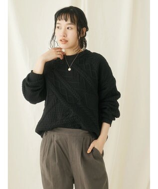 CRAFT STANDARD BOUTIQUE リサイクルポリエステルパッチワークプルオーバー Black