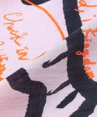 23区  manipuri インバージョンフィッシュ プリント ストール ピンク系