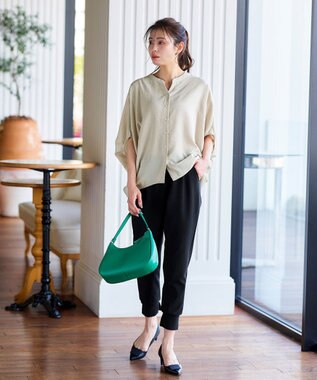 Tiaclasse 【洗える】麻調ドルマンタックシャツ ベージュ