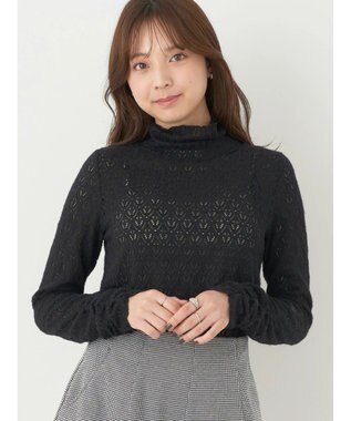 earth music&ecology 起毛レースハイネックインナー Black