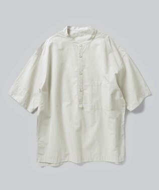 WHITE MAILS 【UNISEX】COTTON PAPER POPLIN BAND COLLAR PULLOVER シャツ オフホワイト