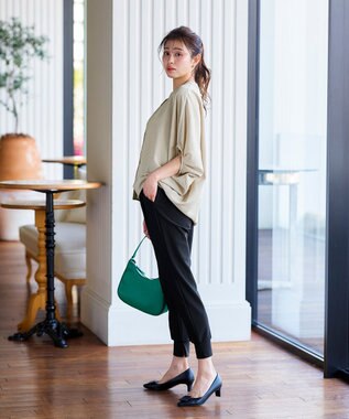 Tiaclasse 【洗える】麻調ドルマンタックシャツ ベージュ