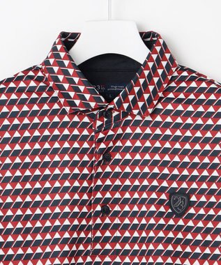 23区GOLF 【MEN】フラッグ総柄長袖ポロシャツ レッド系5