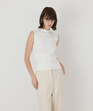 GRACE CONTINENTAL ビジューリブニットトップ