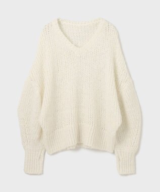 GRACE CONTINENTAL スパンコール畦ニットトップ ホワイト