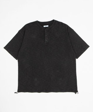 WEGO 【ユニセックス着用ITEM/MLサイズ展開】スラブヘンリーネックT（SS） ブラック中濃色