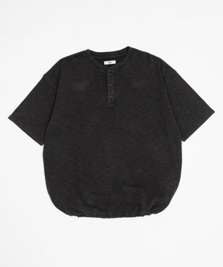 WEGO 【ユニセックス着用ITEM/MLサイズ展開】スラブヘンリーネックT（SS） ブラック中濃色