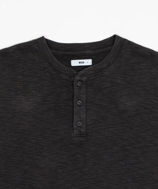 WEGO 【ユニセックス着用ITEM/MLサイズ展開】スラブヘンリーネックT（SS） ブラック中濃色