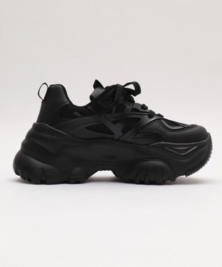 WEGO 【SMLサイズ展開】ラバーコンビ厚底スニーカー ブラック