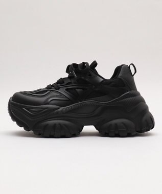 WEGO 【SMLサイズ展開】ラバーコンビ厚底スニーカー ブラック