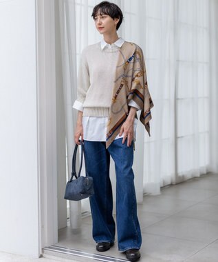 23区 S 【洗える】ルレックスバルキー5分袖 ラメ ニット アイボリー系