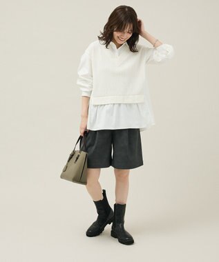 Green Parks カットモールドッキングシャツチュニック Ivory
