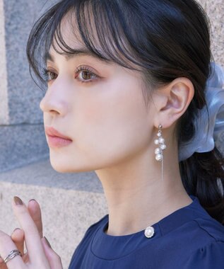 Tiaclasse パール＋タッセルチェーンピアス シルバー