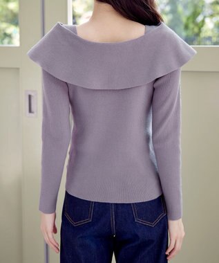 Tiaclasse リボン衿リブニットトップス ラベンダー