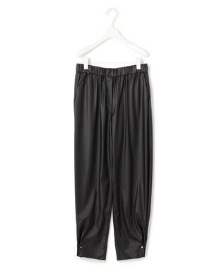 ICB 【洗える】 ライトフェイクレザー バレルパンツ ブラック系