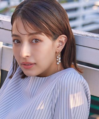 Tiaclasse パール＋タッセルチェーンピアス ゴールド