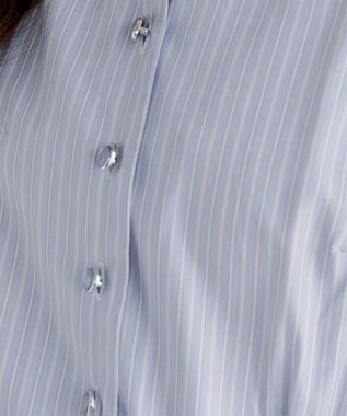 Tiaclasse 【洗える】ベルト付きストライプワンピース サックス