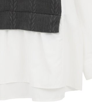 Green Parks カットモールドッキングシャツチュニック Charcoal Gray