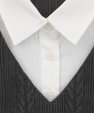 Green Parks カットモールドッキングシャツチュニック Charcoal Gray