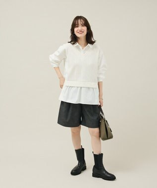 Green Parks カットモールドッキングシャツチュニック Ivory