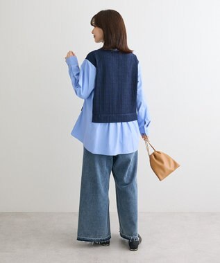 Green Parks カットモールドッキングシャツチュニック Navy