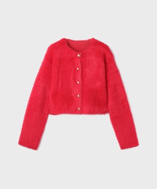 GRACE CONTINENTAL フェザーショートニットカーディガン レッド