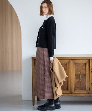 23区 S 【GLOW10月号掲載/洗える】ツイーディーカラーミックス  Iライン スカート レッドミックス