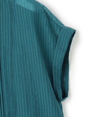 23区 【先行予約/WEB&一部店舗限定】レースピンタック フレンチスリーブ ブラウス ターコイズ系