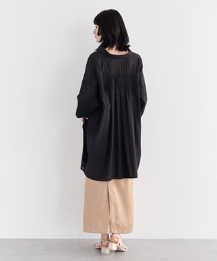 YECCA VECCA リブMIXシアーオーバーシャツ Black