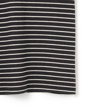 UNFILO コットンカシミヤ クルーネックカットソー ブラック×エクリュ