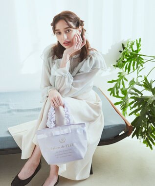 Maison de FLEUR ブランドロゴフリルハンドルトートSバッグ Lilac