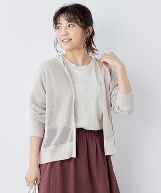 UNFILO 【接触冷感】汗ジミ撥水Tシャツ 半袖 ベージュ系