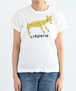 crêprie tsumori chisato creperie HAND PRINT T-SHIRT LEOPARD クレプリ レオパートプリント ドルマンTシャツ WHITE