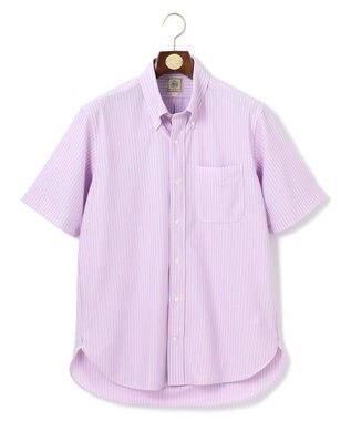 J.PRESS MEN 酷暑の清潔感もこれ一枚で【吸水速乾 / 抗菌防臭 / 防シワ】【J.PRESS OXFORD JERSEY】カノコインレイストライプ 半袖シャツ / B.D. ライラック系1
