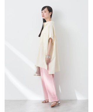 earth music&ecology 配色ステッチＢＩＧシャツ Ivory