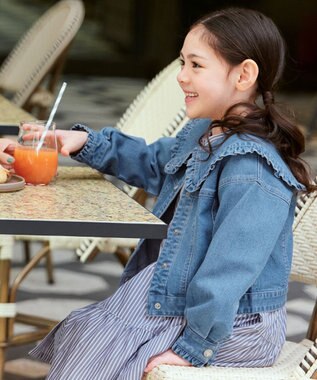 ANY KIDS ストライプ シャツ ワンピース ブルーストライプ